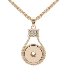 Snap Jewelry Gold Rhinestone Halo Necklace Fits 18-20mm Ginger Charms 20" NEW