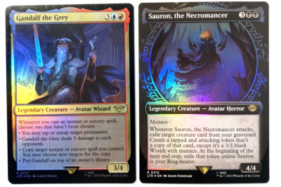 MTG Sauron, the Necromancer SHOWCASE FOIL + Gandalf the Grey FOIL