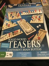 Classic 7 Solid Wood Brain Teasers Games A2