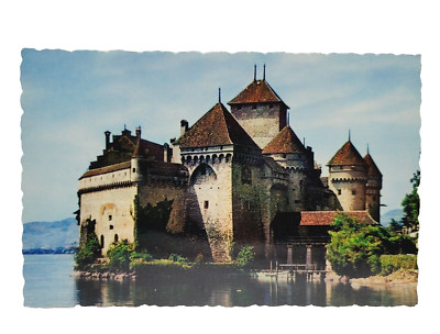 Lac Leman Le Chateau de Chillon Switzerland Castle Color Chrome Postcard Unused