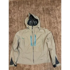 L.L.Bean Waterproof Hooded Jacket Beige Outdoor Hiking Camping Raincoat