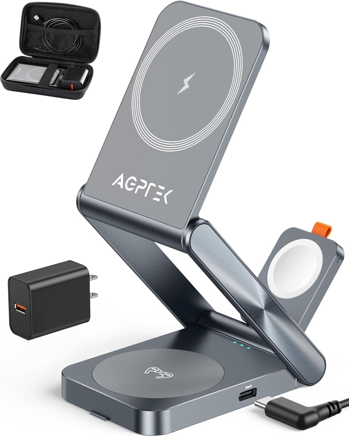 Foldable 3-in-1 MagSafe Charging Station for iPhone AirPods Apple Watch