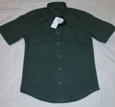 Woolrich Elite Series Tactical Vented OD Green Short Sleeve Button Shirt Mens S