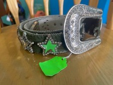 Rhinestone Western Cowgirl Bling Dazzling Mesh Design Leather Belt 1-1/2" 38mm 