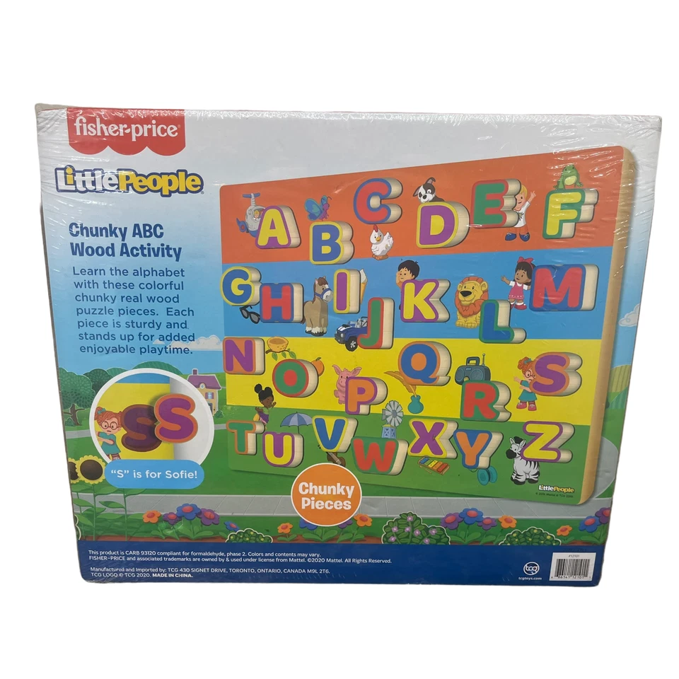 Fisher Price Little People Chunky ABC Wood Activity Puzzle 16" x 12" 27 Pc NEW - Image 2 of 2