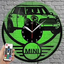 LED Clock Mini Cooper Vinyl Record Wall Clock Led Light Wall Clock 2387