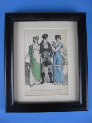 Le Beau Monde Fashion Plate PROMENADE AND FULL DRESSES Sept 1808 Framed