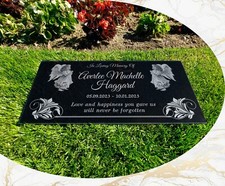 Memorial Headstone 24x12x3/4 inches Human Grave Marker Tombstone Black Granite