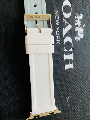 COACH signature Apple watch silicone band strap, BLUE/White, 38/40/41mm MSRP $85 - Zdjęcie 7 z 7
