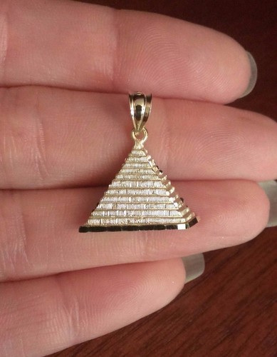 14K SOLID YELLOW GOLD PYRAMID CHARM PENDANT 0.89" INCH LENGTH - Picture 8 of 9