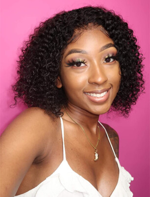 Full Lace Human Hair Wigs Afro Curly Wigs Brazilian Virgin Hair Deep Curly 8inch