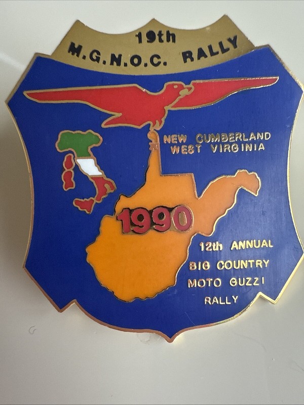 MINT 1990 MOTO GUZZI MOTORCYCLES New Cumberland W.VA 19th Rally Metal Pin NOS