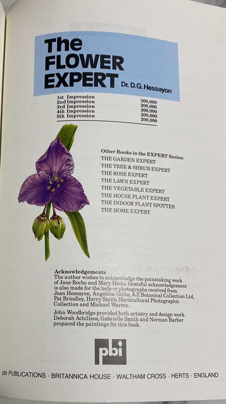 The Flower Expert by Dr. D. G. Hessayon (Vintage Paperback Book