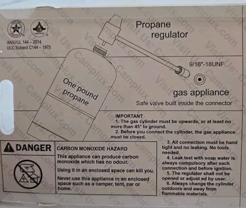 Camplux Gas Vapor Pressure Regulator Model JK-5430 9/16"-18UNF(F) - Picture 3 of 4