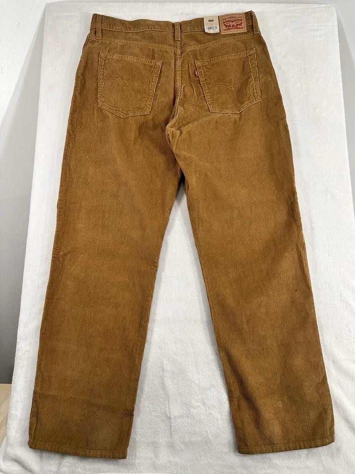 Nuevos Pantalones Sueltos de Pana Levis 94 Talla 33x31 Para Mujer Marrón Tiro Medio Pierna Recta Foto 3 de 4