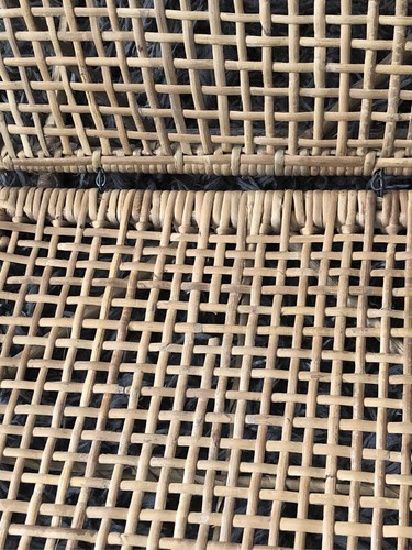 Pair VTG Rattan Bamboo Folding Floor Portable Wicker Beach Canoe Boat Cane Chair - Picture 8 of 14