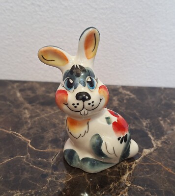 Rabbit hare collectible Gzhel Porcelain Figurine  Гжель 3 1/4''