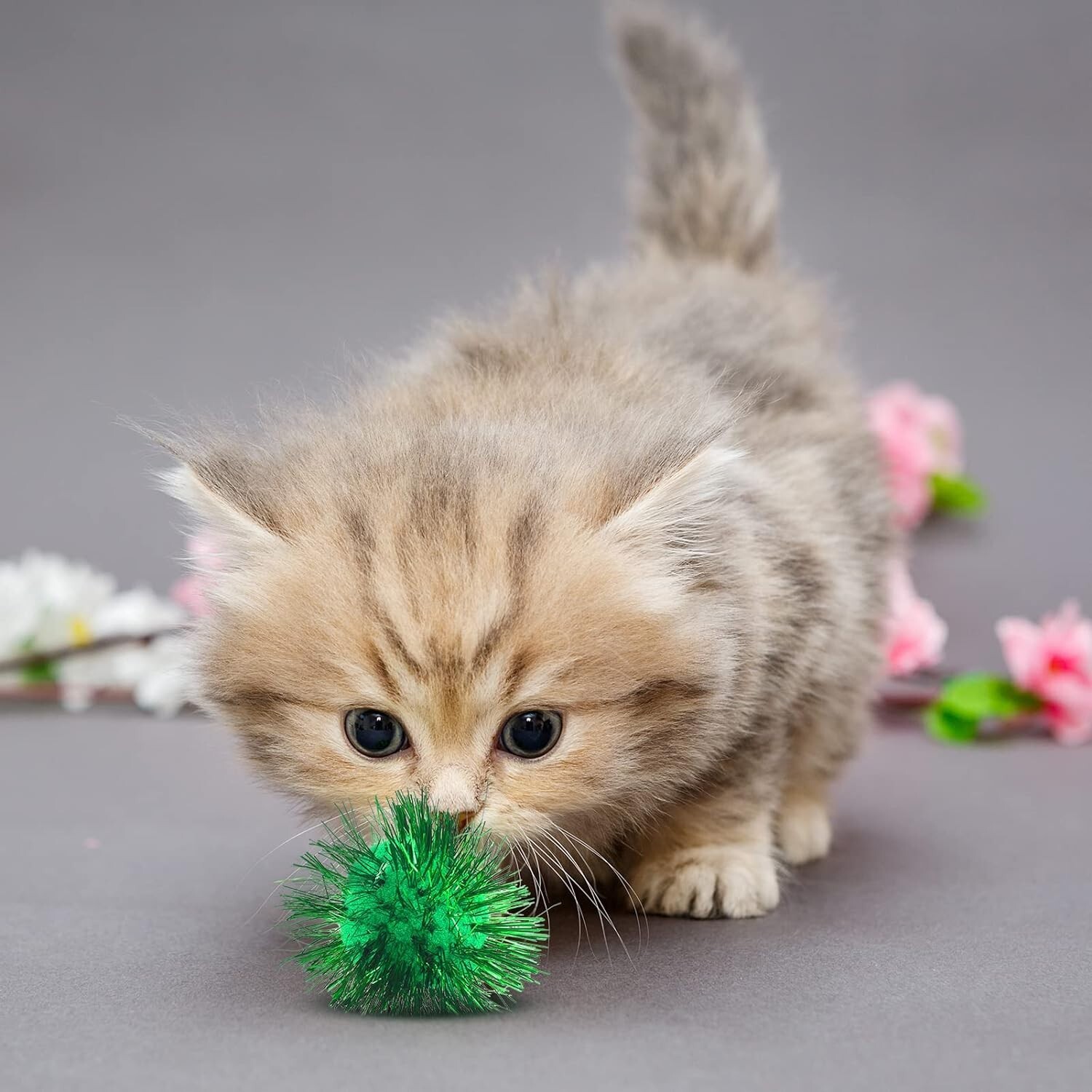 Cat Sparkle balls Glitter Pom Poms for Cats Large Size,Fuzzy 20 Pack