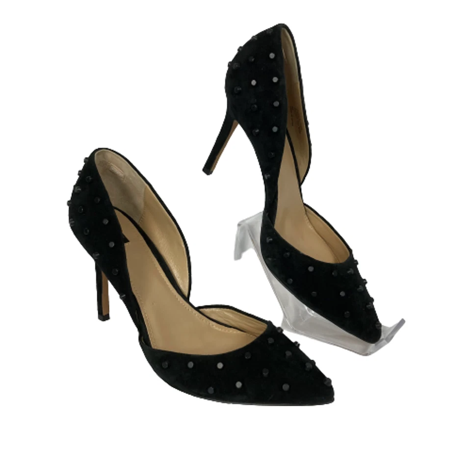 G.I.L.I Jillee Pumps Womens Sz 9 Black Studded Slip On Stiletto D'Orsay Heels - Image 2 of 4