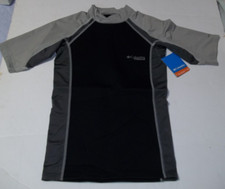 New COLUMBIA TITANIUM solid black BACKPADDLE short sleeve CREW WETSUIT SHIRT