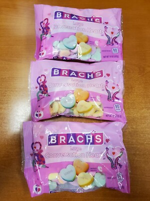 3 Bags: Brach's LARGE CONVERSATION HEARTS Candy 10oz ea Exp 5/31/25 9016-R9P6a