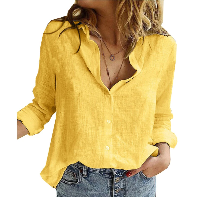 Womens Button Down Shirt Long Sleeve Collared Casual Linen Cotton Blouse Tops Womens Button Down Shirt Long Sleeve Collared Casual Linen Cotton Blouse Tops