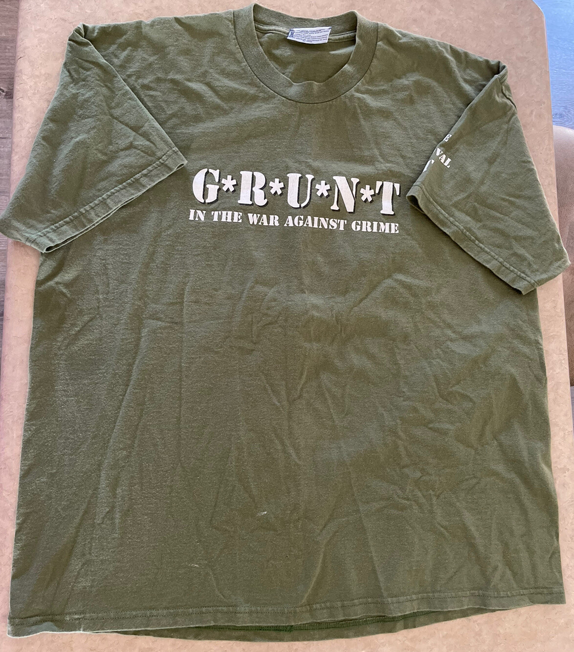 Vintage Lee Jeans Military Green GRUNT T-Shirt Men's XL Rare Hot Hogs GRU
