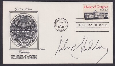 Sidney Sheldon, American Writer, I Dream of Jeannie creator, signed Library FDC
