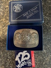 SMITH  WESSON MODEL 610 ANTIQUE SILVER BELT BUCKLE 125 YEAR ANNIVERS 1977 NEW