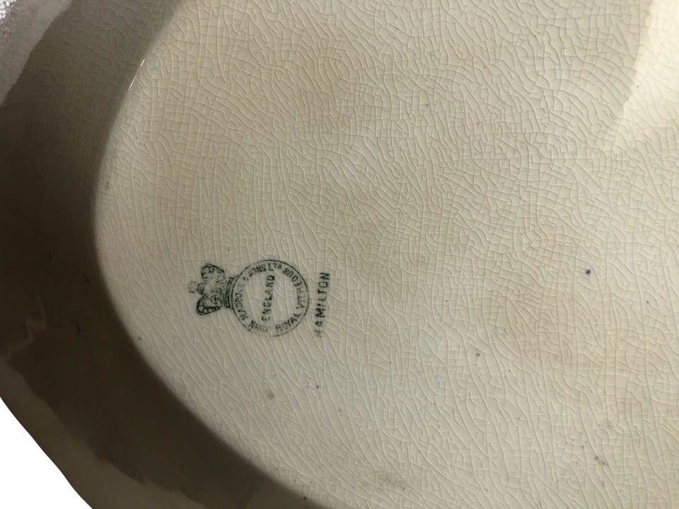 Plato Ovalado Antiguo John Haddock Hamilton Verde 15" Años 1890 Inglaterra Foto 4 de 4