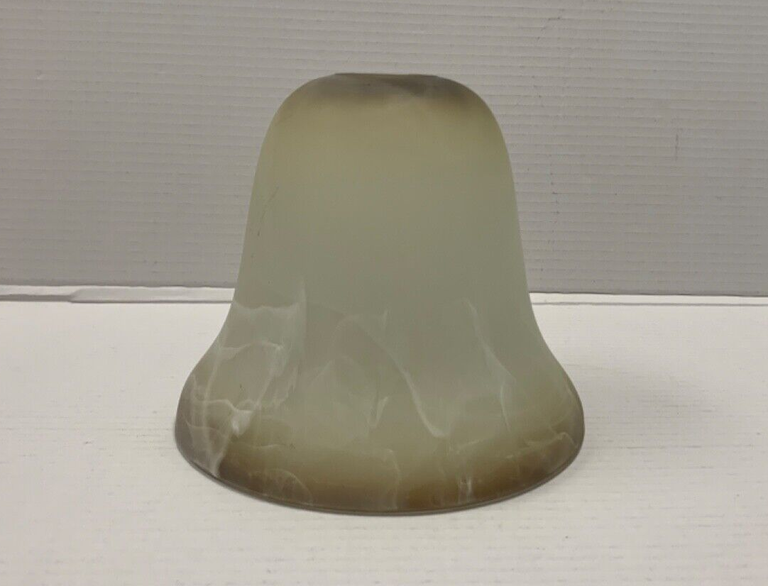 Bell Light Shade Frosted White Swirl w/ Brown Neckless 1.25