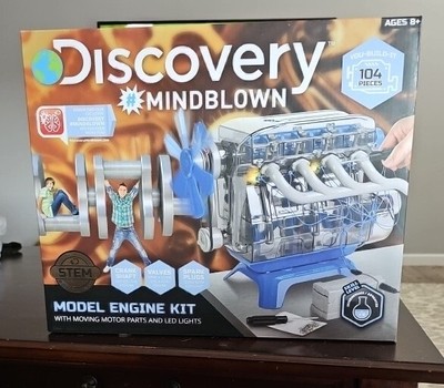Discovery Mind Blown Model Engine Kit with Moving Motor Parts and LED Lights NEW