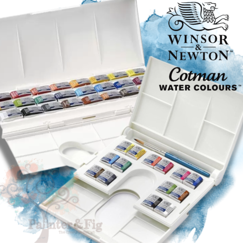 Winsor & Newton Cotman Watercolour Set Half Pans & Whole Pans 12 14 24 45 Sets - Afbeelding 1 van 74