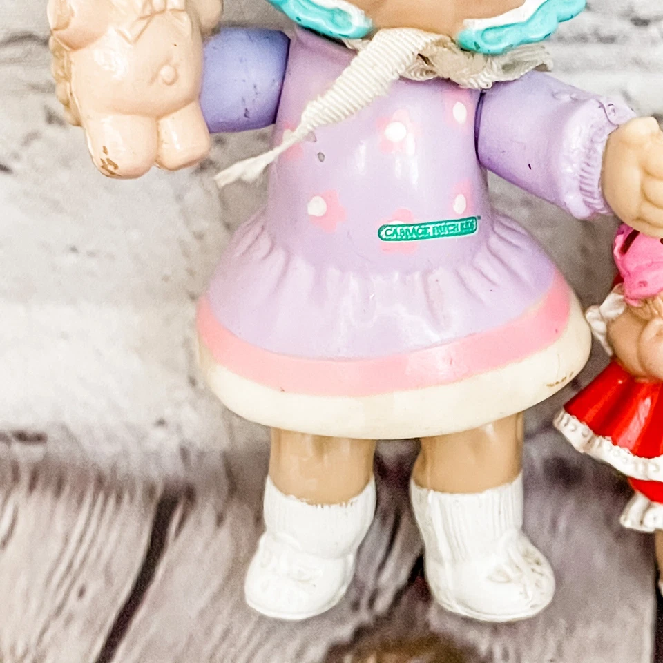 Vtg 1984 Cabbage Patch Kids Poseable PVC Figures Lot Dress Bonnet Bear Ice Cream - Image 3 of 4