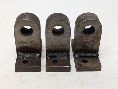 Lot of 3: Steel Eye-Hole Cylinder Brackets Center Mounted, Welded to Base Plates
