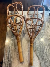 Vintage Takraw Bamboo Wicker Rattan Ball Toss Game Throw Catch Scoops - 18 inch