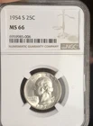 1954 s washington quarter ms66