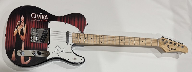 ELVIRA SIGNED CUSTOM GUITAR THE MISTRESS OF THE DARK CASSANDRA PETERSON PSA COA