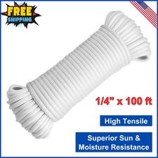 100 ft 1/4" Polyester Rope Comparable to Nylon Rope Poly Strong Utility Cord