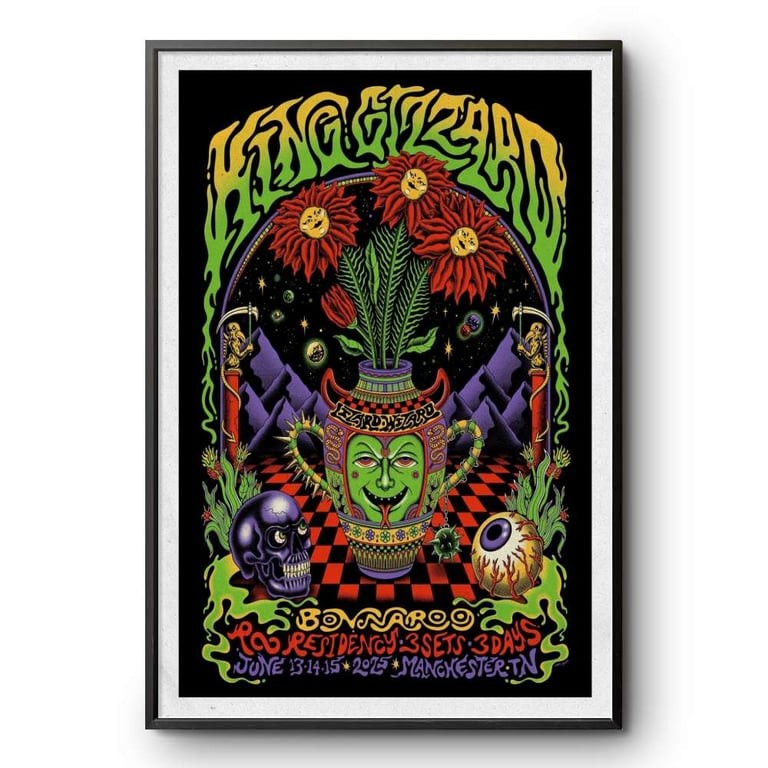 キングゲイナー　ポスター King Gizzard June 13-15 2025 Bonnaroo TN Manchester Concert