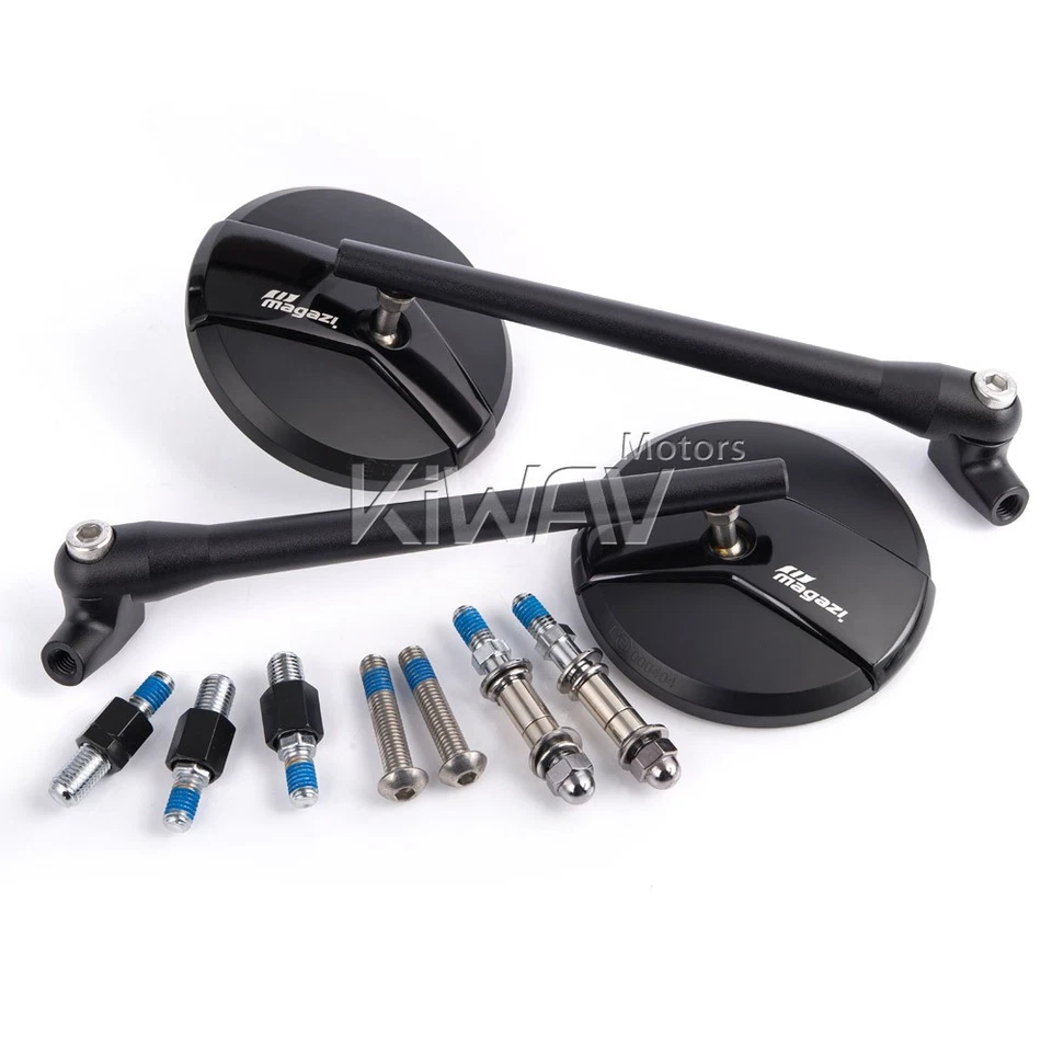 rétroviseur Missie matte aluminum CNC noir stem + noir belt pour Norton - Photo 4/4