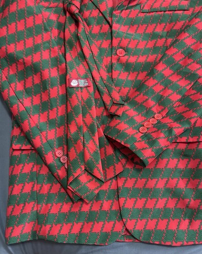 Blazer e cravatta natalizia brutto pied de poule rosso e verde piccolo 25 dicembre - Foto 4 di 7