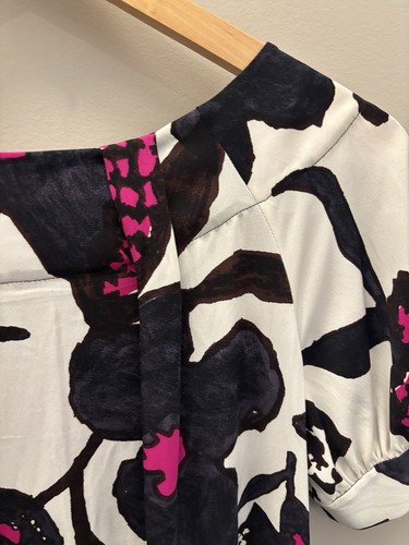 Diane Von Furstenberg Silk Dress 6 Floral Petals Poppy Like Geo Pockets Summer - Picture 8 of 13