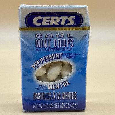 Vintage Certs Cool Mint Drops Peppermint Gum Breath Mints 1996 Sealed Pack READ!
