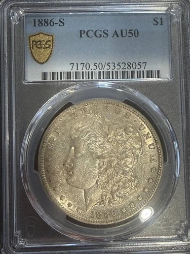1886 S Morgan Silver Dollar PCGS AU-50