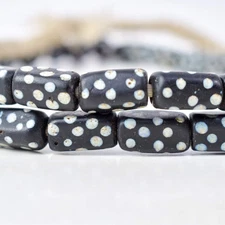 Rectangular and Round Black Skunk Venetian Trade Beads