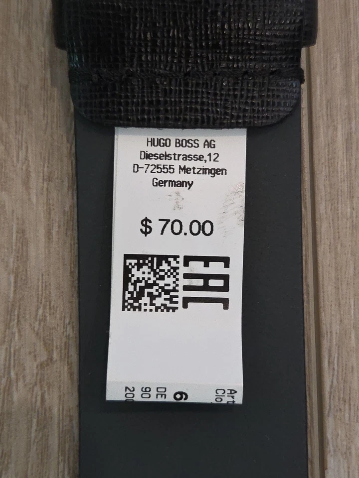 HUGO BOSS 男式皮带 - 100% 牛皮,手工制作,正品 34 码黑色 — 第 3/4 张图片