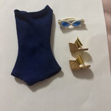 Vintage Barbie Fashion Pak Navy Blue Helenca Swimsuit, Sunglasses Wedges 606