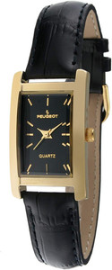 Authentic Women'S Classic 14Kt Gold Plated Watch, Rectangular Tank Shape Case with Leather