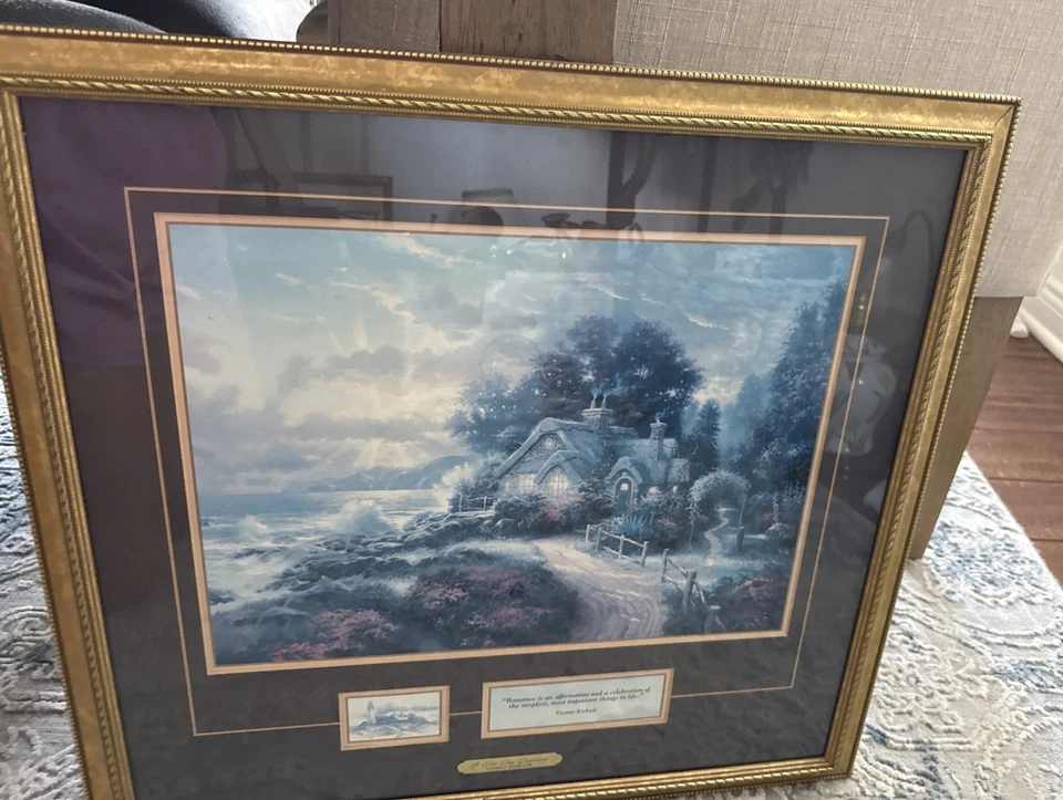Thomas Kincade A New Day Dawning mate y impresión enmarcada certificado de autenticidad 22" x 21" Foto 2 de 4
